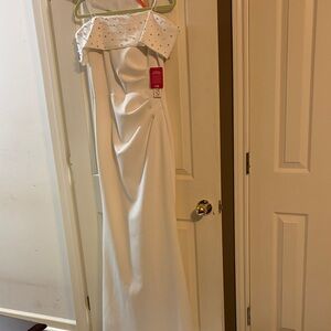 Eliza J White Off-Shoulder Gown